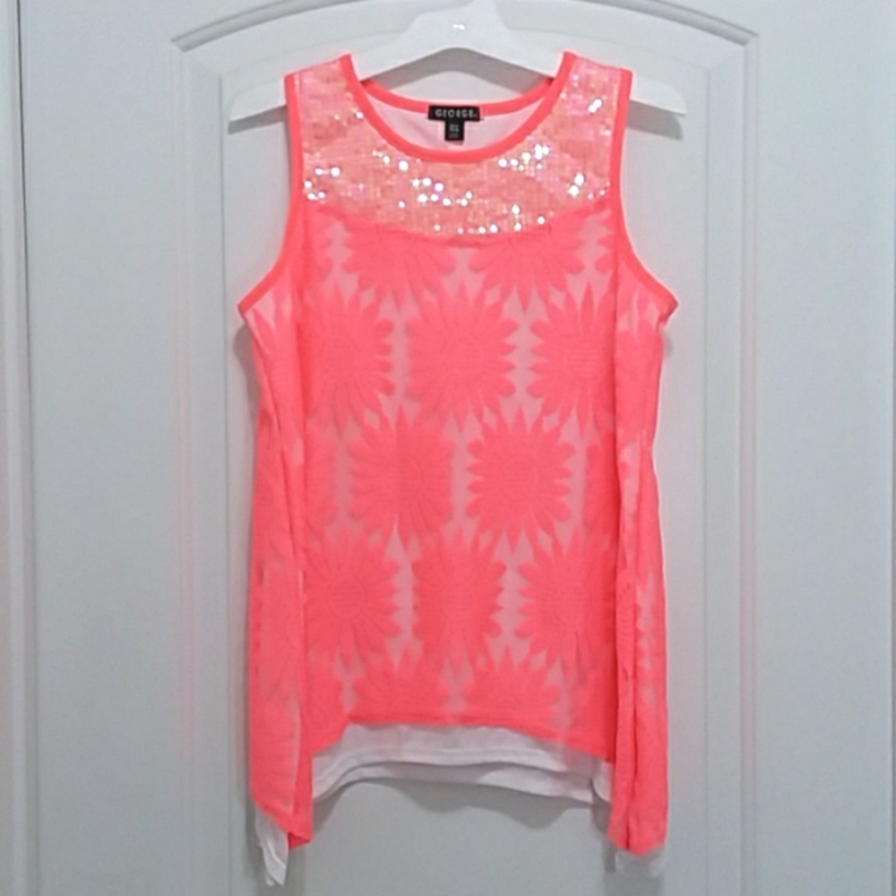 *5/$20* Sequin & Floral Neon Pink Blouse